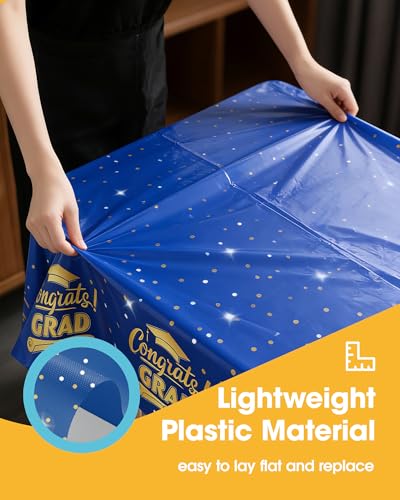 Niuara Blue Graduation Plastic Table Cloth Disposable, 4 Pack, 54 x 108 in | Rectangle, 6 ft Tables, Class of 2026, Graduation Party Supplies - color: Graduation Blue, size: 54" x 108" - 4 Packs