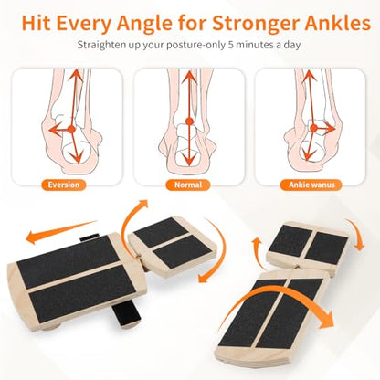 Ankle Balance Board Foot Strengthener - Single Leg Balance Board Foot Exerciser for Sprained Ankle,Posture Corrector, Physical Therapy for Plantar Fasciitis and Toe Stretcher Board for Gym Home