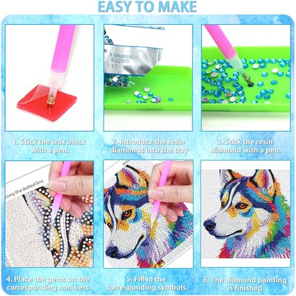 geesfayan Diamond Art Kits for Kids,6 Inch DIY Gem Art Painting with 7 Inch Frame, Complete Starter Kit for Beginners, Creative Arts & Crafts Gift for Girls & Boys (Butterfly Dog) - color: Butterfly Dog