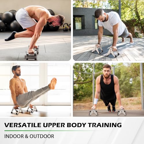 Push Up Stand, Pushup Handles for Strength Training, Heavy-duty Stainless Steel Push Up Bars Gym Exercise Equipment, Hold Up to 500lbs, 1 Pair - color: Aluminum handle Silver-Upgrade