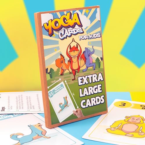 Extra Large Yoga Cards for Kids, Ages 5+, 44 Giant Animal Poses & Breathing