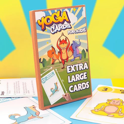 Extra Large Yoga Cards for Kids, Ages 5+, 44 Giant Animal Poses & Breathing