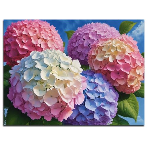 Muzagroo Paint by Numbers Oil Painting Kits for Adults DIY Hydrangea Flowers Oil Painting for Beginners Crafts Kits with Brushes and Acrylic Paints 16x20 inches (Hydrangea) - color: Hydrangea