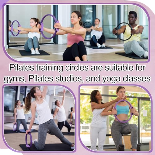 12 Pcs Pilates Rings 14 Inch and 12 Inch Exercise Ring Magic Circle Yoga Ring Lightweight Flexible Workout for Fitness Training Physical Therapy Full-Body Toning and Shaping - color: Black,Purple