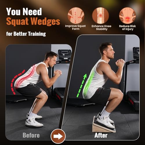 Sportneer Squat Wedge, 1200LB Wooden Heel Elevated Board for Squats | 15°/ 20° Squat Wedge Block, Slant Board for Squats Weightliting Home Gym Squat Wedge Non-Slip - size: 20°
