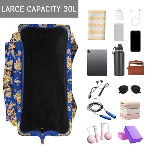 Mandala Yoga Mat Bag Large Yoga Bags and Carrier Fits All Your Stuff Yoga Tote Bags with Zipper Pocket Pilates Bag - color: Blue