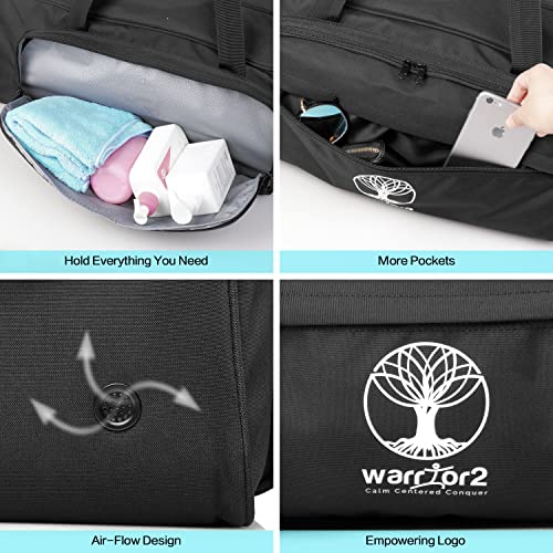 Yoga Mat Bag Carrier with 8-Pocket & Wet Pocket, Air Vent | Large Yoga Mat Holder Fits Thick Mats & Blocks | Gym Duffle Bag for Women & Men - color: Black
