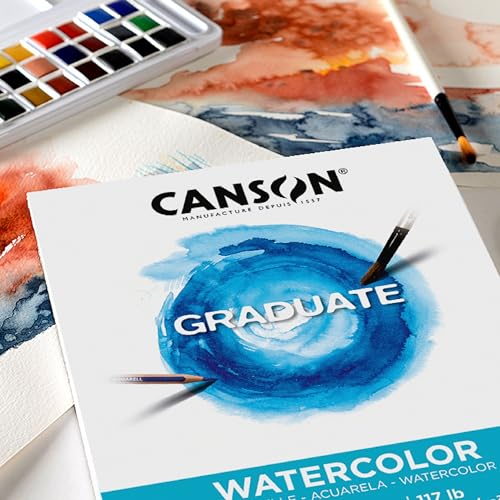 Canson Graduate Watercolor Pad, Foldover, 11x14 inch, 20 Sheets | Artist Paper for Adults and Students - Painting, Gouache, Mixed Media and Ink (Pack of 12) - size: 11x14 inch (Pack of 12)