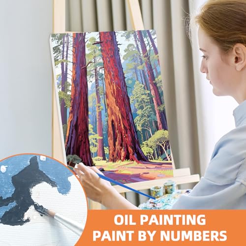 EggSun 6 Pack Framed Paint by Numbers Kit for Adults,Beginners with Wooden Easel,DIY Acrylic Oil Painting Paint by Numbers Kits on Canvas for Home Decor(National Park Landscape,8x12Inch) - style: National Park