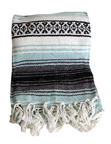 Canyon Creek Authentic Mexican Yoga Falsa Blanket (Sea Green) - color: Sea Green