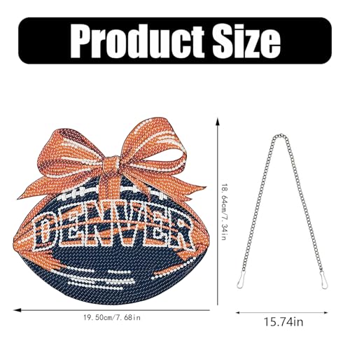 Rertcioph Football Diamond Art Hanging Kit for Adults, DIY Acrylic 5D Diamond Painting Hanging Ornament for Denver Home Wall Decor and Gift - color: Denver