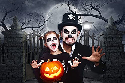 Halloween Night Full Moon Backdrop Gloomy Woods Graveyard Photography Background Horrible Cemetery Spooky Party Banner Halloween Party Decoration Photo Booth Props 7X5FT TP17F - size: 7X5FT