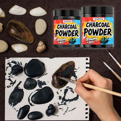 Charcoal Powder for Drawing & Art, Premium 325 Mesh (Extra Fine) – Natural Powdered Charcoal for Sketching, Calligraphy, DIY Crafts – Non-Toxic, Smooth Blend – Jar Packaging (8 oz) - size: 8 Ounce (Pack of 1)