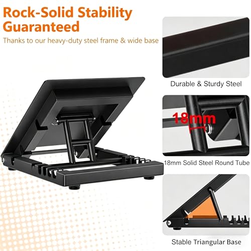 Slant Board for Calf Stretching, Steel Squat Wedge Hold Up to 650LBS | 5-Level Adjustable, Textured Non-Slip Layer, Anti-Slip Feet, Foldable and Portable, Weightlifting, Heel Elevated Squats