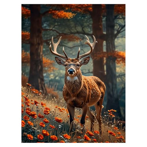Deer Diamond Art Kits for Adults Beginners 12x16 IN, DIY Craft Gift | Landscape Diamond Painting Kits for Adults, Stress Relief, Home Wall Decor, 5D Full Round Drill Gem Art - color: DP-US05