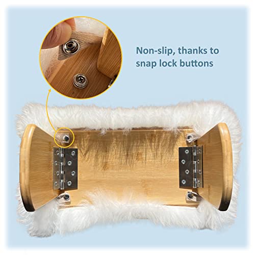 Meditation Bench Luxury Genuine Sheepskin Seat Cover meditate deeper & longer in pure comfort - mindful prayer kneeler - unique ergonomic design supports back and knees to bring health & wellbeing