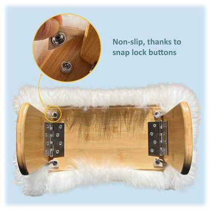 Meditation Bench Luxury Genuine Sheepskin Seat Cover meditate deeper & longer in pure comfort - mindful prayer kneeler - unique ergonomic design supports back and knees to bring health & wellbeing