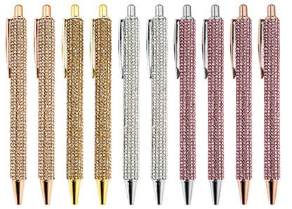 Gullor Click Ballpoint Pens, Diamond-encrusted Ball Pens, Black Ink Medium Point 1mm, for Office Supplies Gift Wedding Birthday - color: Color Set 1, style: 10 Pieces