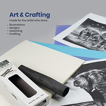 Pacific Arc Large Willow Charcoal Stick, Soft, Black, Willow Charcoal for Sketching and Drawing - style: Jumbo