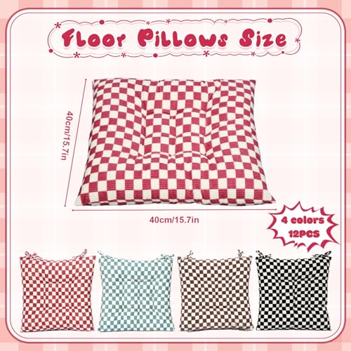 Geetery 12 Pcs Large Floor Pillows Gift Bulk Square Seating Cushion 15.7''