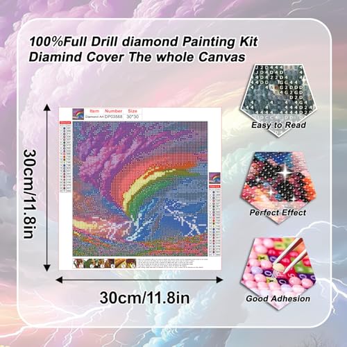AIBOERL Diamond Art Kits for Adults,Rainbow Diamond Painting Wall Decor | Round Drill Scenery Diamond Painting for Beginners DIY Rhinestone 5D Diamond dots(Gemstone Craft)Wall Art Gift 12x16IN - color: DP03568