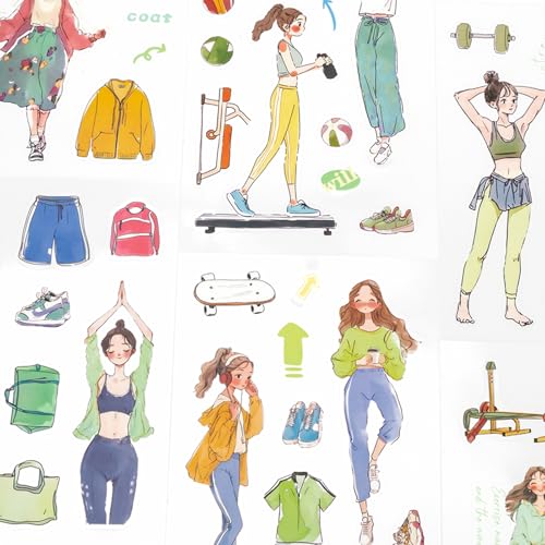 Movement Rhythm Sticker Scrapbooking Supplies for Junk Journal, 20 Sheets PET Stickers - Vintage Journaling Stickers, Ephemera Sticker Book Pre Cut(TZ-009-007) - style: Movement Rhythm