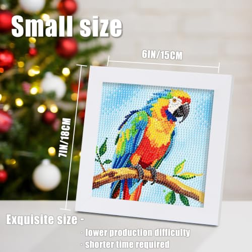 geesfayan Diamond Art Kits for Kids,6 Inch DIY Gem Art Painting with 7 Inch Frame, Complete Starter Kit for Beginners, Creative Arts & Crafts Gift for Girls & Boys (Parrot) - color: Parrot