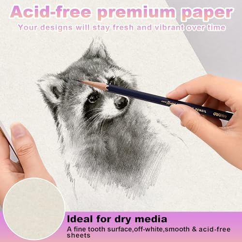 Sketch Book, 8”X11.5” 100 Pages(110gsm), Spiral Bound Artist Sketch Pad, Durable Acid Free Sketchbook for Painting, Sketching or Doodling, Best Gifts for Drawing Boys and Girls, White