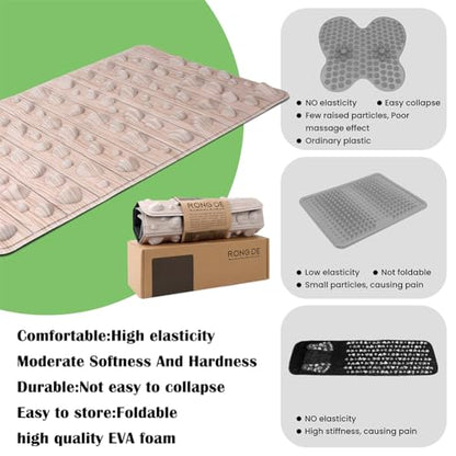 Smartrang High Elasticity Acupressure Mat, Foldable Particle Foot Massager, Pressure Point Pad for Relieve Foot Pain, Fasciitis - color: Khaki