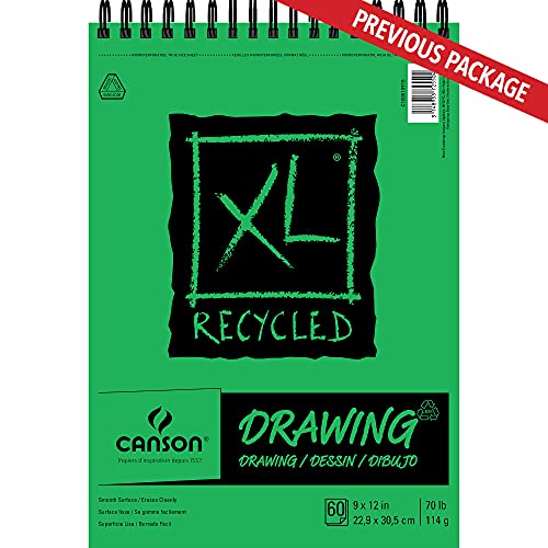 Canson XL Series Recycled Bristol Paper Pad, Dual Sided Smooth and Vellum for Pencil, Marker or Ink, Fold Over, 96 Pound, 9 x 12 In, White, 25 Sheets - size: 9x12, style: Bristol, Recycled