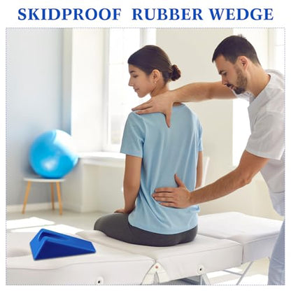 Suzile Mobilization Wedge 7.9 x 4.1 x 2 Inch Triangle Therapy Non Slip Silicone Wedge Pillow Sturdy Support for Relieve Spinal Pain Rehabilitation Tool(Blue) - color: Blue