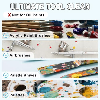 Paint Brush Cleaner 32 fl oz, for Water-Based Acrylic Paints | Gentle Cleaning Solution for Paintbrushes, Airbrushes & Art Tools, Acrylic Paint Cleaner & Airbrush Cleaner