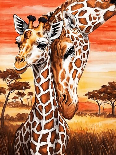 VAIIEYO Diamond Art Kits for Adults Giraffe, Diamond Painting Animal, Paint by Numbers Oil Painting Full Drill Round Rhinestone Craft Canvas for Home Wall Decor Gift 12x16 inch - color: Giraffe-4