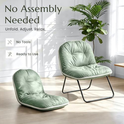 ZonLi Adjustable Floor Chair with Back Support - color: Green