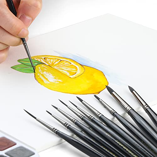 Transon 10pcs Small Detail Miniature Model Painting Brush Set for Acrylic Watercolor Gouache Ink Tempera and Body Painting - size: 10 PCS