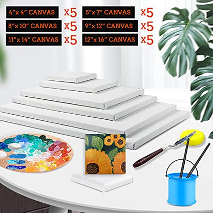 30 Pack Canvases for Painting with 4x4“, 5x7”, 8x10“, 9x12”, 11x14“, 12x16”, Painting Canvas for Oil & Acrylic Paint - size: 30 Packs - 6Sizes(5 of Each)