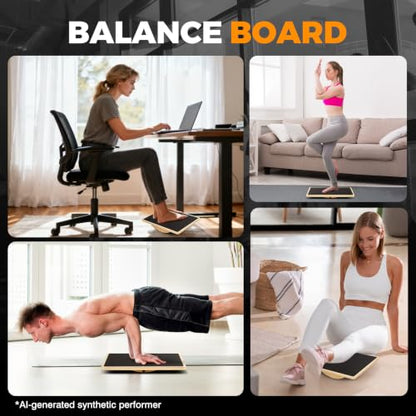 2-in-1 Wooden Balance Board and Slant Board for Adults, 15-35° Angle