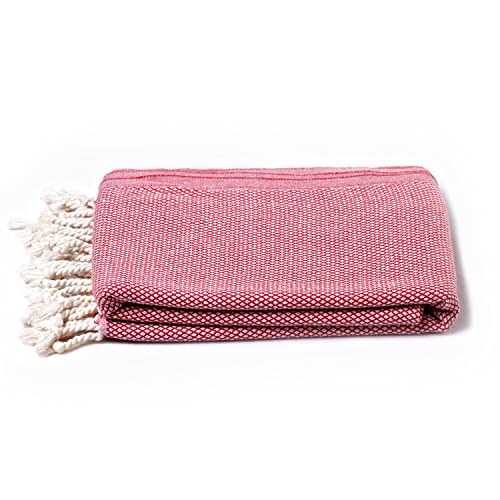 ATANI Turkish Beach Towel, Converts to a Bag, Oversized 100% Cotton Bath Towels Lightweight Quick-Dry Beach Blanket for Travel, Picnic, Camping, Yoga and Pool (Red + Bag, 35 inc x 69 inc) - color: Red + Bag, size: 35 inc x 69 inc