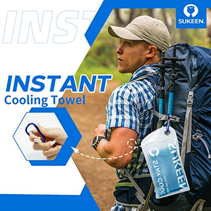Sukeen 4 Pack Cooling Towels (40"x 12"), Cooling Neck Wraps, Soft Ice Towel - color: Blue/Grey/Royal Blue/Black