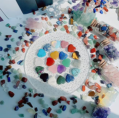 QINJIEJIE 30PCS Heart Crystals Healing Crystal Palm Natural Stone Gemstones - color: Multi-colored - 30pcs Crystal