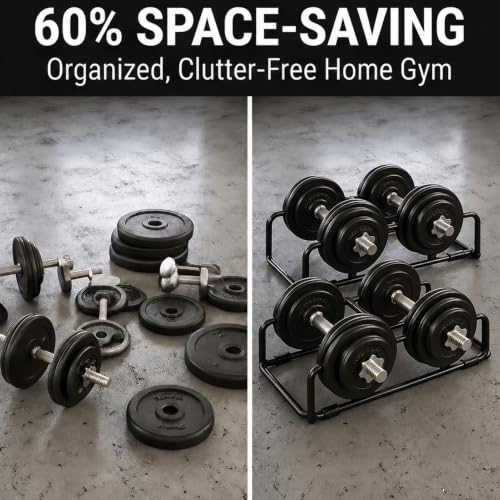2 IN 1 Dumbbell Rack/Barbell Rack Holder, Solid Steel Make Strength training Dumbbell Rack,660LB Capacity, Universal Dumbbell Storage Stand/Storage Racks,Stand Weight Lifting Dumbbell
