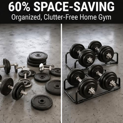 2 IN 1 Dumbbell Rack/Barbell Rack Holder, Solid Steel Make Strength training Dumbbell Rack,660LB Capacity, Universal Dumbbell Storage Stand/Storage Racks,Stand Weight Lifting Dumbbell