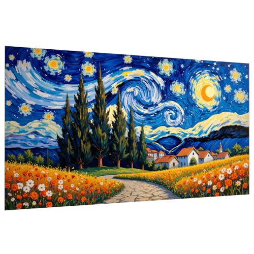 JOOZ Large Diamond Art Kits for Adults - 5D Starry Night Diamond Painting | Round Drill| Premium Canvas| Clear Symbols| Bright Colors| Fun and De-Stress| Gem Art| Home Wall Decor| Gift| 27.5x15.7 Inch - color: Starry Night 058