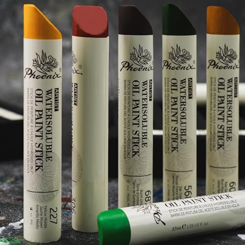 PHOENIX Earth Tone Oil Paint Stick - Set of 12 Landscape Woodland Colors 37ml Large Soft Water Soluable Oil Pastels for Artists - color: 12 Earth Tones