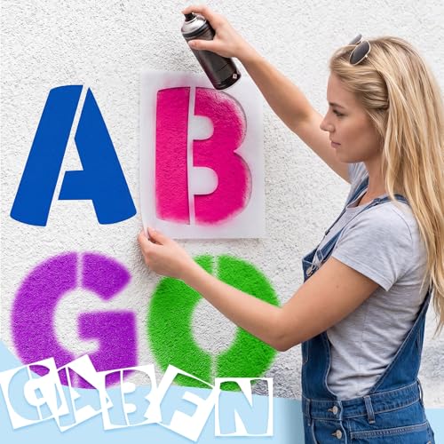 SATINIOR 10 Inch Large Letter Stencils and Numbers, 36 Pcs Reusable Alphabet Stencils Plastic Numbers Templates Craft for Wood Wall Fabric Signage Chalkboard Painting DIY Projects (Cute) - size: 10 Inch, style: Cute