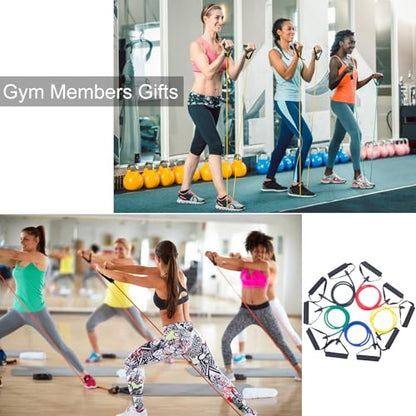 15 Pcs Resistance Bands with Handles for Home Workouts, Exercise Bands Set for Physical Therapy, Strength Training & Fitness for Women and Men
