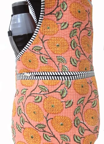 INDIAN CRAFT CASTLE Yoga Mat Bag | Tote Mat Bag | Sling Yoga Tote w/Large Side Pocket & Zipper Pocket | Yoga Mat Carrier Fits Most Size Mats - color: Peach Yellow