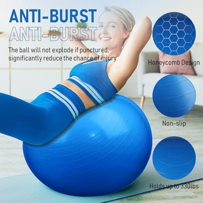 Leyndo 4 Pcs 26 Inch Yoga Exercise Ball Pilates - color: Blue
