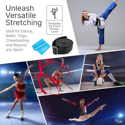 Leg Stretcher Strap with Door Anchor and Resistance Band, Splits Trainer | Home Flexibility Trainer for Splits, Ballet, Dance, Cheer, Yoga, Gymnastics, Pole and Taekwondo, Kids to Adults, All Levels - color: Classic Black