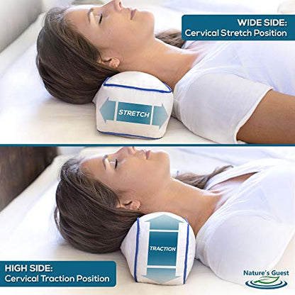 Nature's Guest Adjustable Cervical Neck Roll Bolster Pillow for Sleeping, Neck Pain Relief, Spine Support, Travel, Leg Support, Pregnancy, Cotton Cover, Hypoallergenic Microfiber Fill